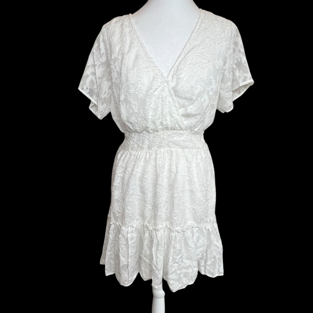 Kori Womens Jr Small Above Knee White Dress Feminine Flowy Fairy Coastal